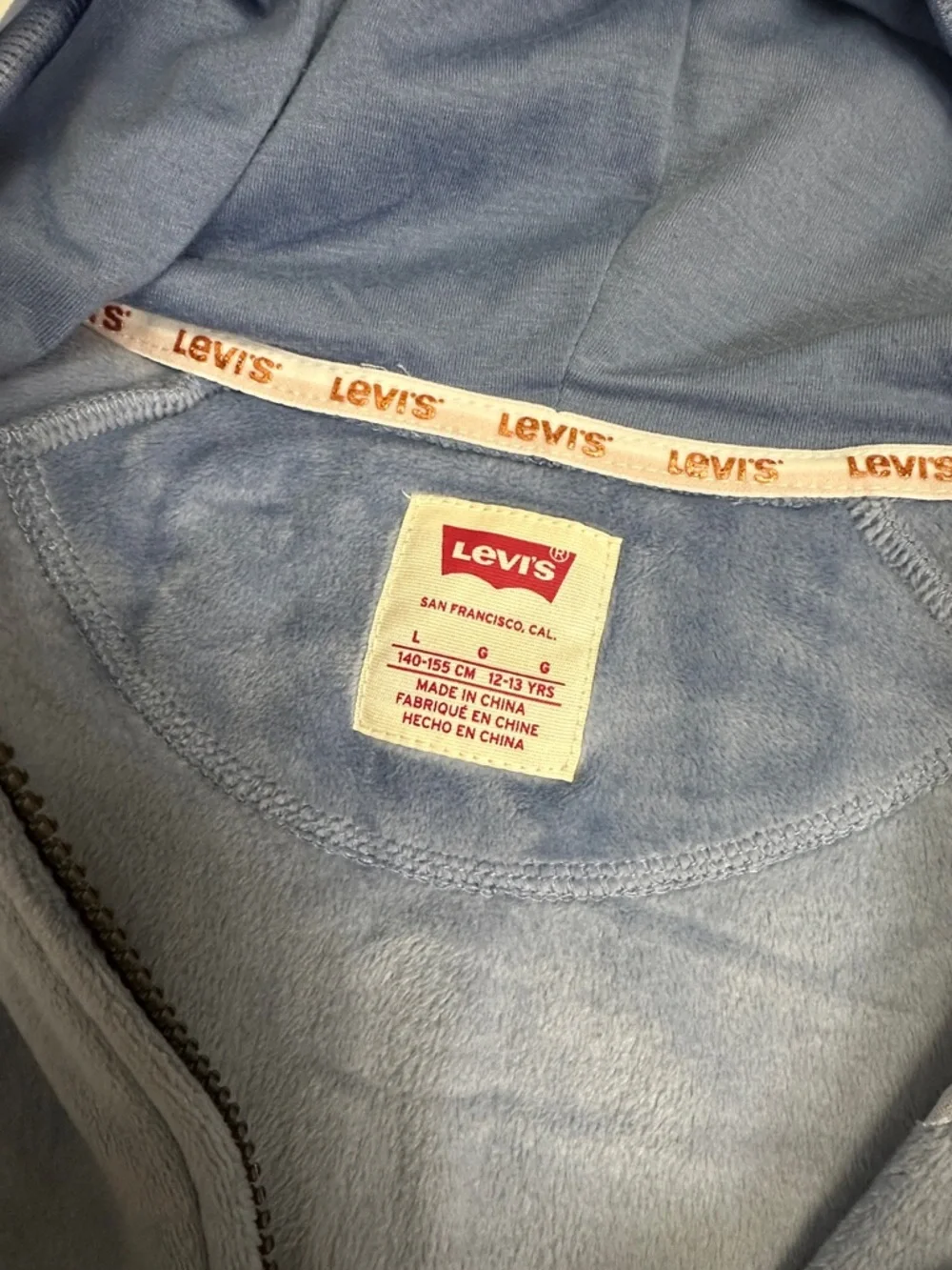 Levi's X Clements Twins Full Zip Jacket Hooded Velour Blue Youth‎ Girls Large